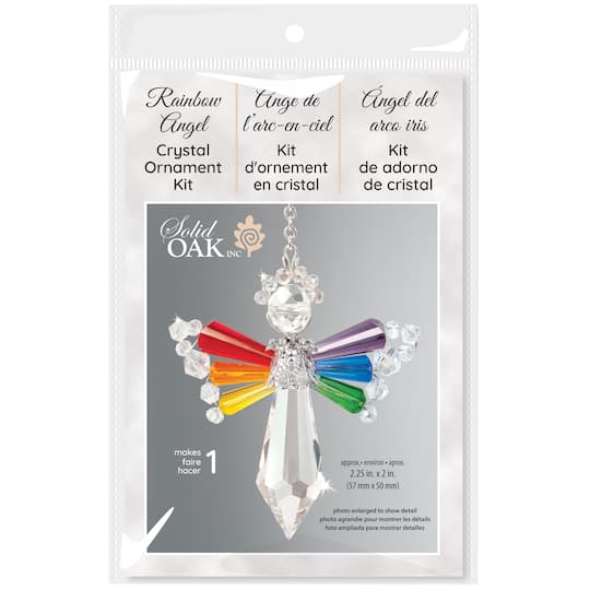 Solid Oak Rainbow Birthstone Angel Crystal Suncatcher Ornament Kit